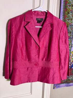Cynthia Howie Blazer Jacket Womens 6P Pink Linen Silk